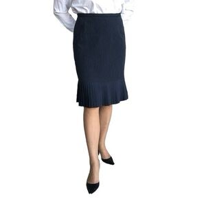 Nygard Collection Navy Blue Pinstriped Pencil Skirt size 8 pleats around hem